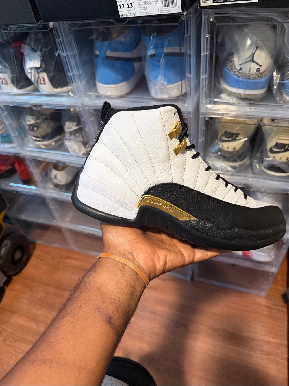 Jordan Kids White Black Gold Retro High-Top Sneakers